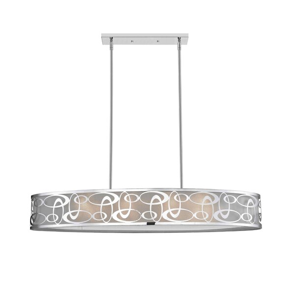 Opal 8 Light Pendant, Chrome & White